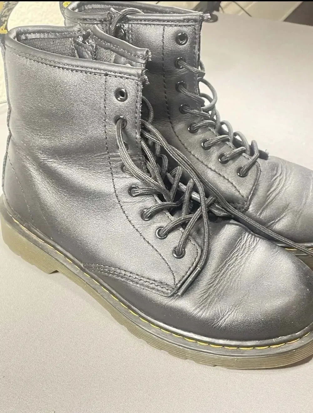 Dr. Martens 1460 J Combat Boots Black Leather with Side Zipper